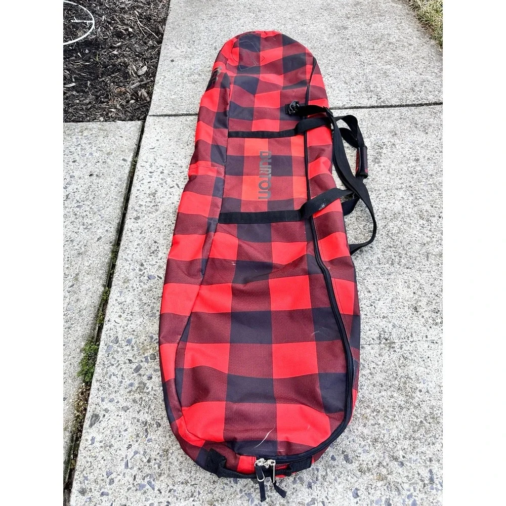 Burton Black Red Plaid 68inches Snowboarding Bag with Over The Shoulder Strap